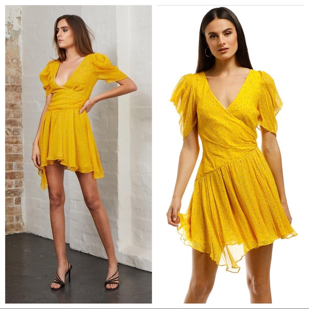NWT! BEC AND BRIDGE Hibiscus Golden Mini Dress